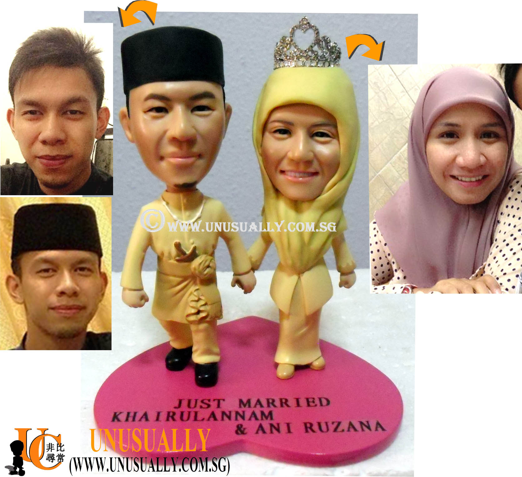 Custom 3D Lovely Malay Couple Wedding Figurines